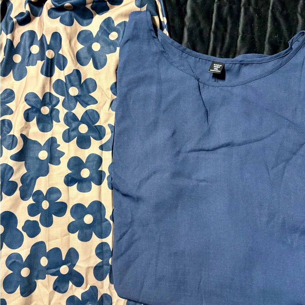 Blue/Beige floral pants with shirt